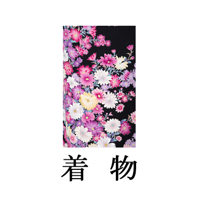 中振袖【539 黒地秋桜】M