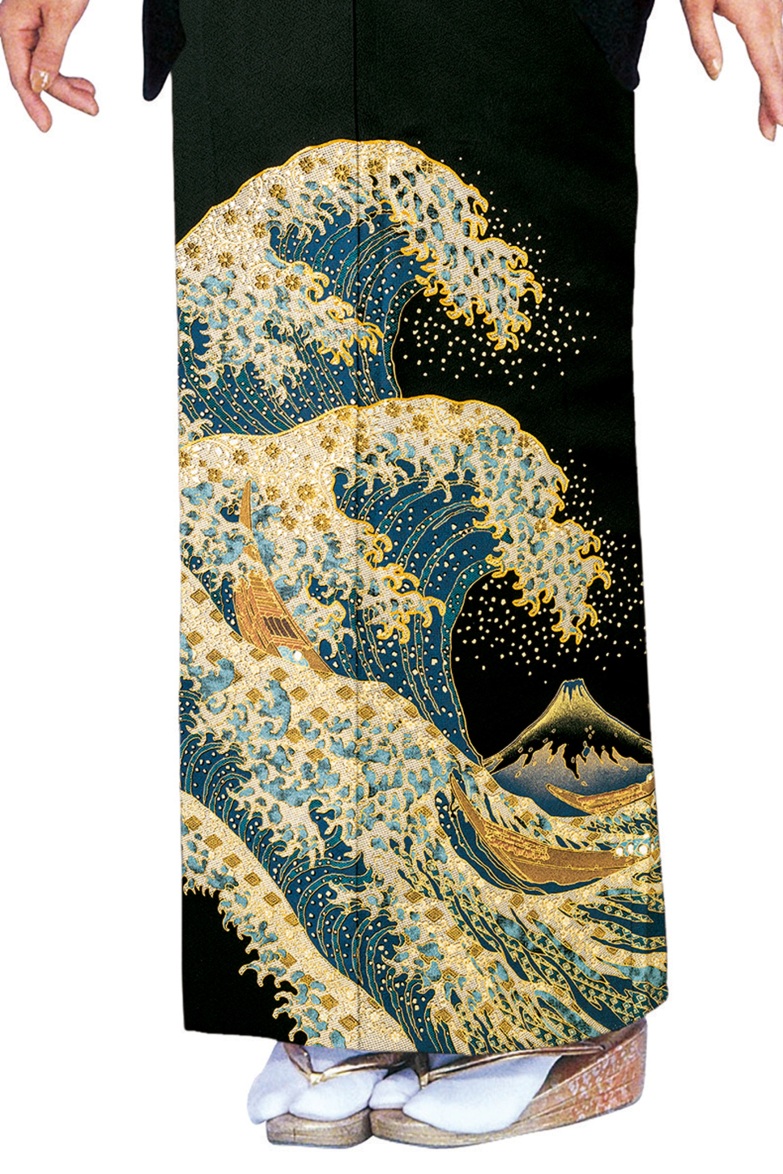 【全国往復送料無料】フルセットレンタル
留袖【6361 浮世絵 北斎】
普通巾(146～163cm/～13号まで)