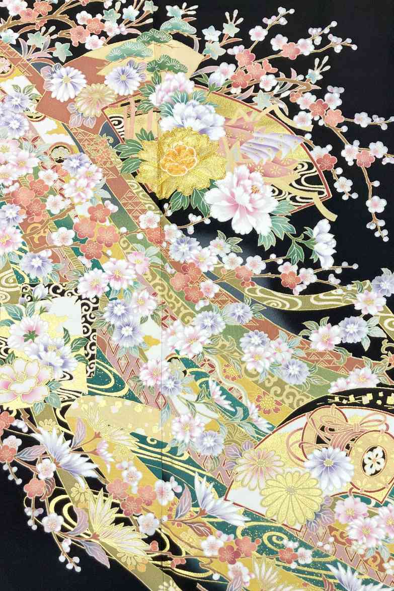 ★新作★【全国往復送料無料】フルセットレンタル
留袖【6349 熨斗に四季花文様Ⅱ(京友禅)】
普通巾(146～163cm/～13号まで)
