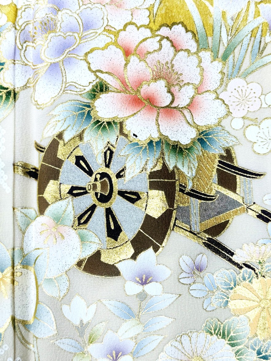 ★新作★【全国往復送料無料】フルセットレンタル
色留袖【9110 金彩道長に花車(京友禅)】
普通巾(146～163cm/～13号まで)