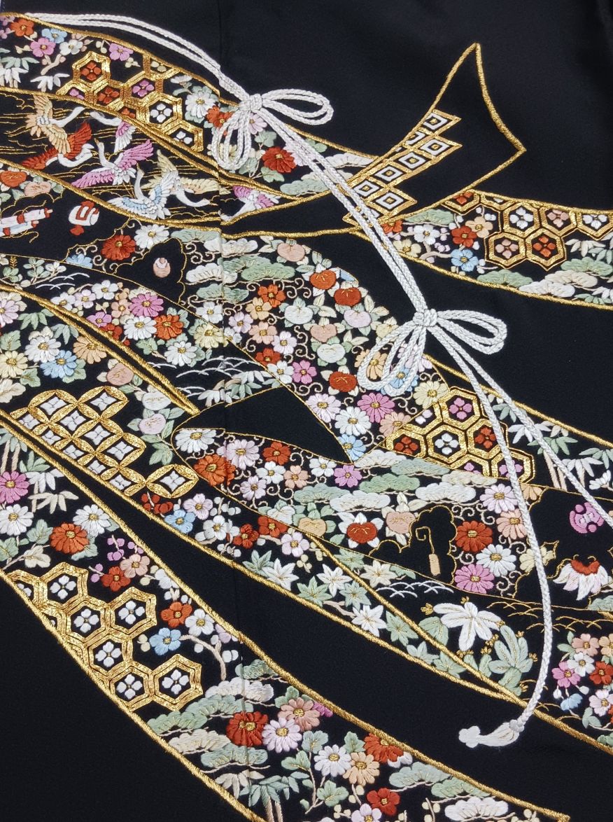 【全国往復送料無料】フルセットレンタル
留袖【1056 手刺繍 熨斗に吉祥文様(広巾)】
広巾(146～163cm/15～17号まで)