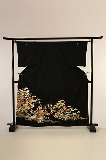 【全国往復送料無料】フルセットレンタル
留袖【002-265 春秋御所車(総刺繍)】
普通巾(146～163cm/～13号まで)