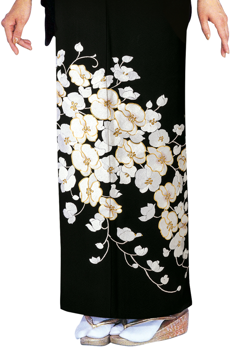 ★ワタベウェディング限定柄★
【全国往復送料無料】フルセットレンタル
留袖【6336 大輪白胡蝶蘭(手刺繍)】
普通巾(146～163cm/～13号まで)