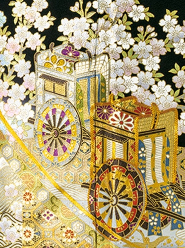 【全国往復送料無料】フルセットレンタル
留袖【8050 桜と御所車に吉祥文様(着丈長め)】
着丈長め(164～170cm/13号まで)