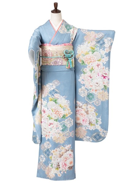★新作★【全国往復送料無料】フルセットレンタル
振袖【524 亀甲花の丸】
M丈(155～166cm/13号まで)