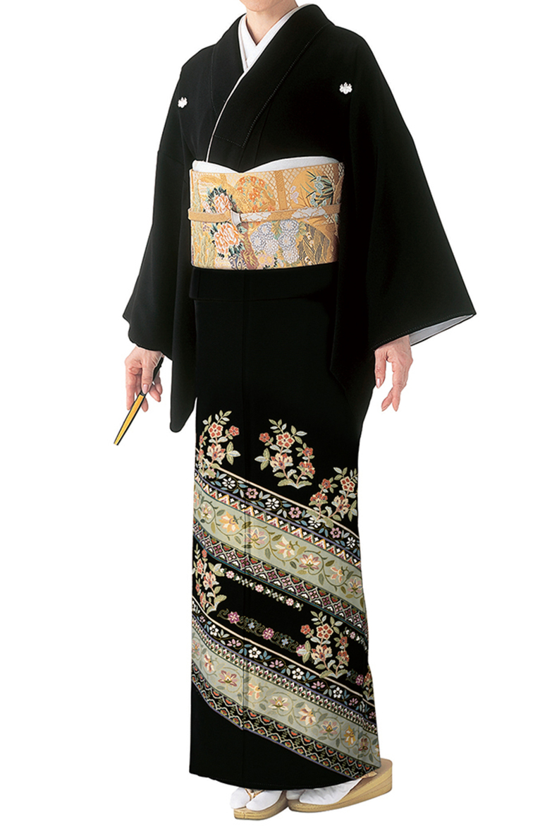 【全国往復送料無料】フルセットレンタル
留袖【S-6287 斜取り緑寿(高級相良刺繍)】
S丈(139～150cm/13号まで)