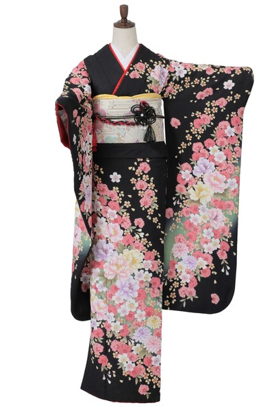 【全国往復送料無料】フルセットレンタル
振袖【542 夜桜牡丹】
M丈(155～166cm/13号まで)
