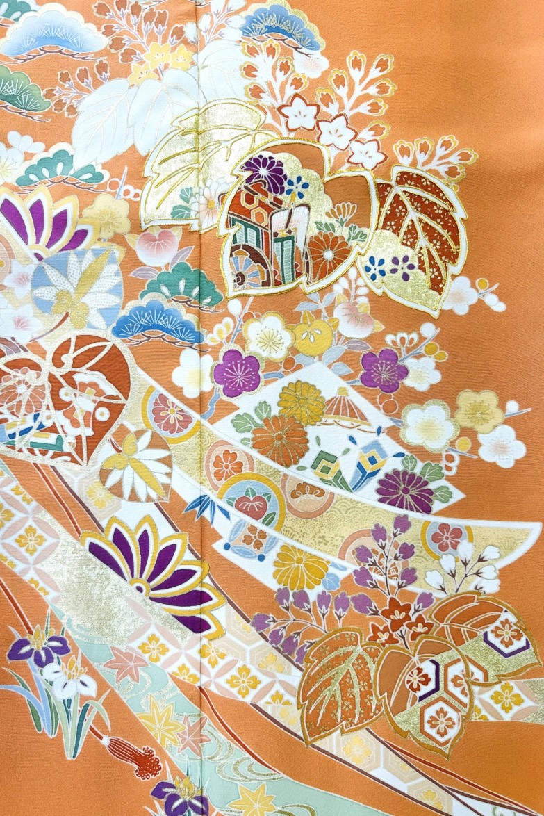 ★新作★特別仕立て限定色 
【全国往復送料無料】フルセットレンタル
色留袖【9089 桐に桂帯(京友禅)】
普通巾(146～163cm/～13号まで)