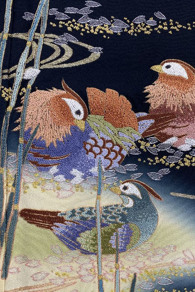 【全国往復送料無料】フルセットレンタル
留袖【6324 鴛鴦(高級相良刺繍)】
S丈(139～150cm/13号まで)