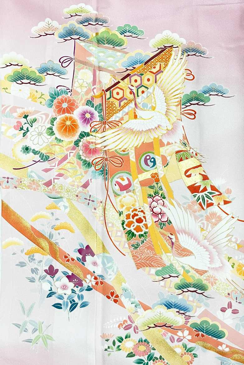 ★新作★【全国往復送料無料】フルセットレンタル
色留袖【9101 几帳に鶴Ⅱ(京友禅)】
普通巾(146～163cm/～13号まで)