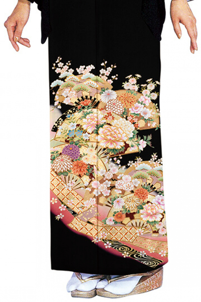 ★新作★【全国往復送料無料】フルセットレンタル
留袖【6351 扇面四季花(京友禅)】
普通巾(146～163cm/～13号まで)