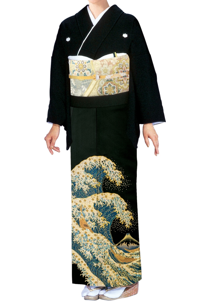 【全国往復送料無料】フルセットレンタル
留袖【6361 浮世絵 北斎】
普通巾(146～163cm/～13号まで)