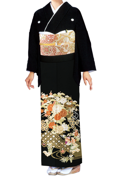 【全国往復送料無料】フルセットレンタル
留袖【1032 菊華貝桶流水(総刺繍)】
広巾(146～163cm/15～17号まで)