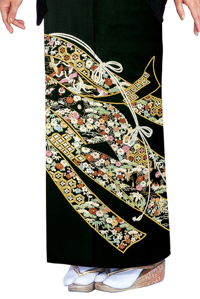 【全国往復送料無料】フルセットレンタル
留袖【1056 手刺繍 熨斗に吉祥文様(広巾)】
広巾(146～163cm/15～17号まで)