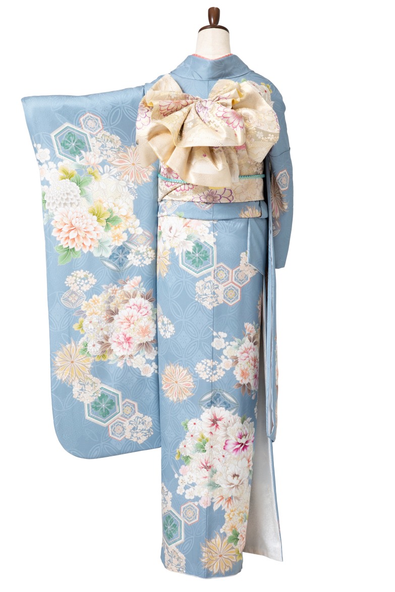 ★新作★【全国往復送料無料】フルセットレンタル
振袖【524 亀甲花の丸】
M丈(155～166cm/13号まで)