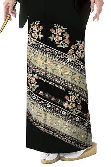 【全国往復送料無料】フルセットレンタル
留袖【S-6287 斜取り緑寿(高級相良刺繍)】
S丈(139～150cm/13号まで)