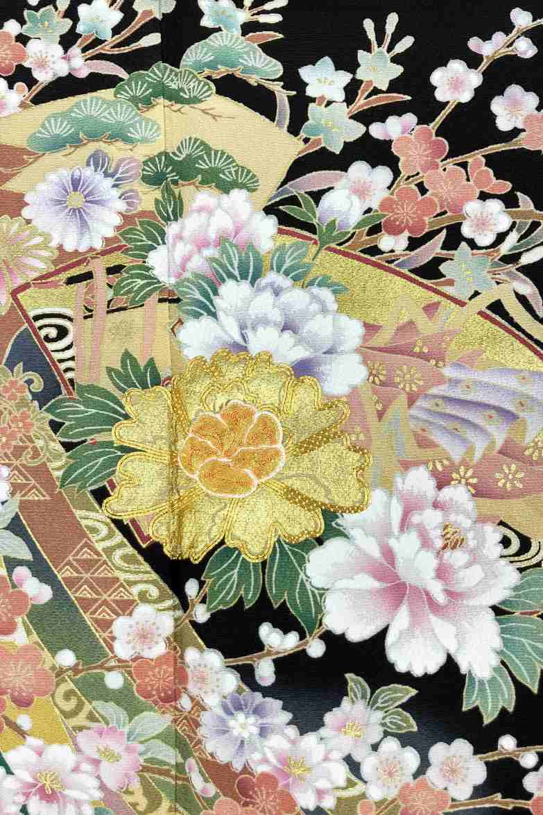 ★新作★【全国往復送料無料】フルセットレンタル
留袖【6349 熨斗に四季花文様Ⅱ(京友禅)】
普通巾(146～163cm/～13号まで)