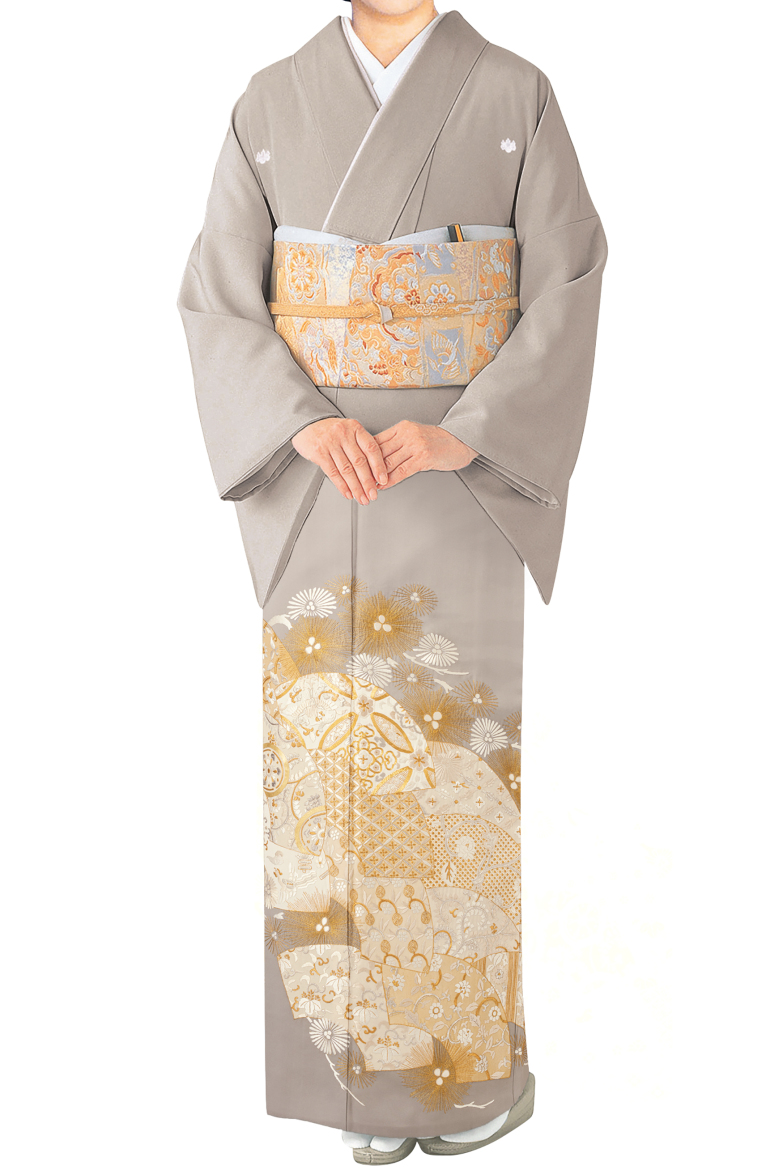 【全国往復送料無料】フルセットレンタル
色留袖【9131 手刺繍扇面に菊花文】
普通巾(146～163cm/～13号まで)