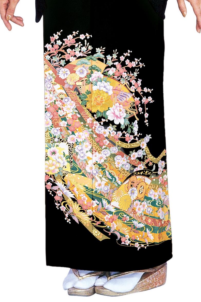 ★新作★【全国往復送料無料】フルセットレンタル
留袖【6349 熨斗に四季花文様Ⅱ(京友禅)】
普通巾(146～163cm/～13号まで)