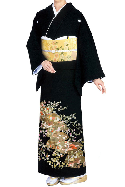 【全国往復送料無料】フルセットレンタル
留袖【002-260 草花に扇(総刺繍)】
普通巾(146～163cm/～13号まで)