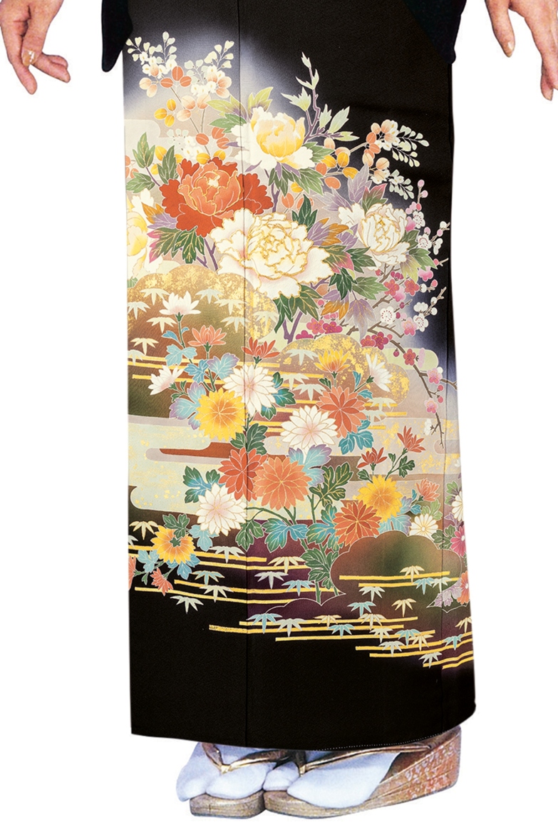 【全国往復送料無料】フルセットレンタル
留袖【8047 四季花に御所解文様(着丈長め)】
着丈長め(164～170cm/13号まで)