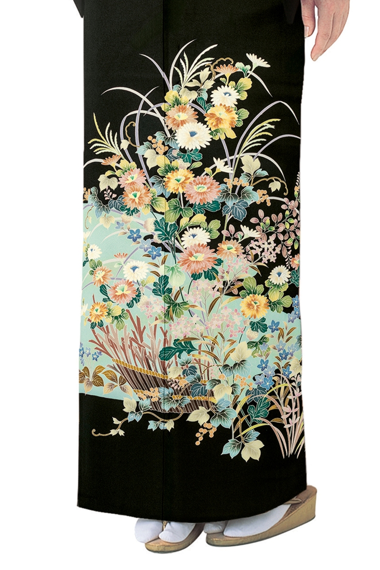 【全国往復送料無料】フルセットレンタル
留袖【1058 草花流水文(広巾)】
広巾(146～163cm/15～17号まで)