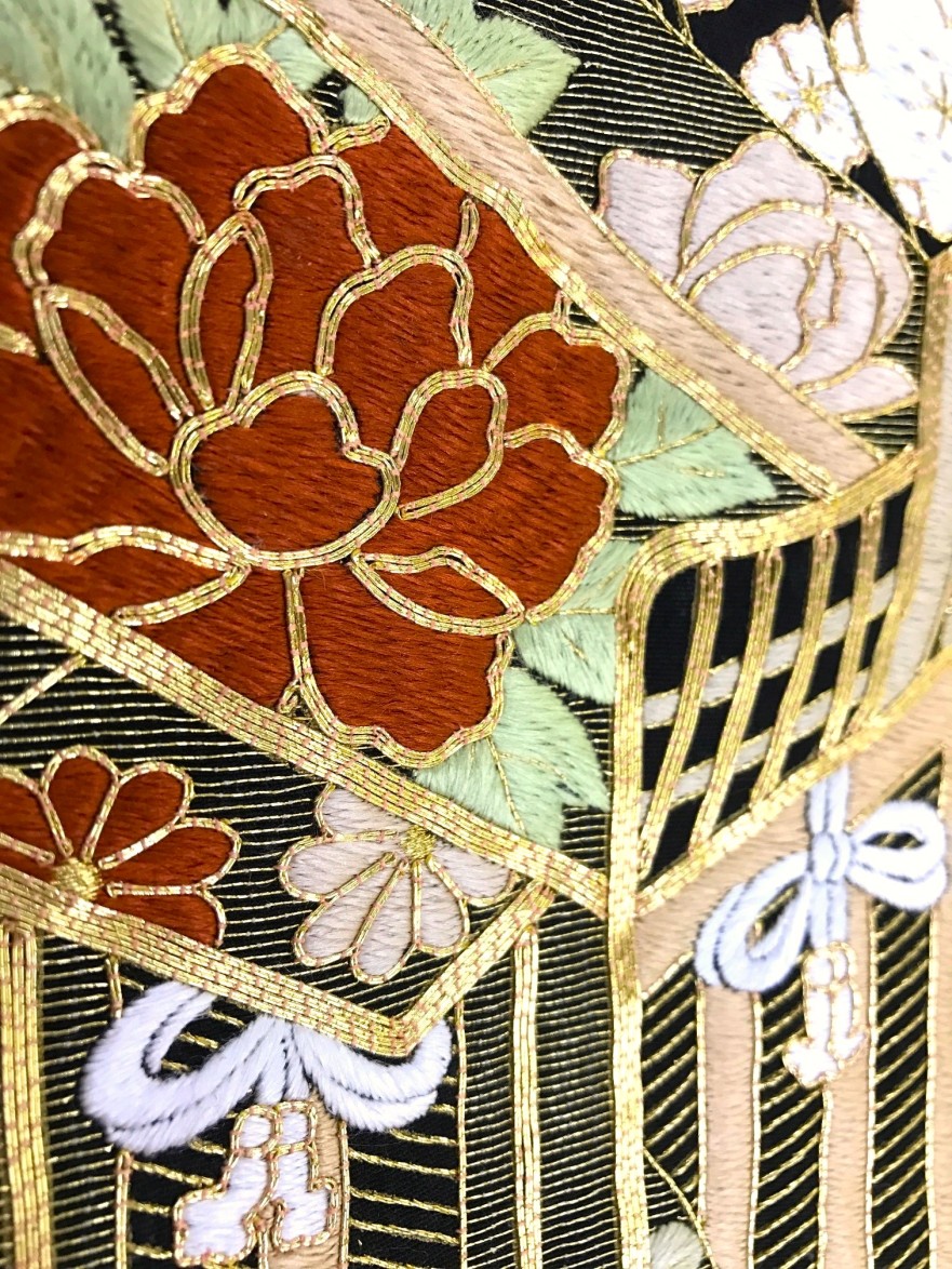 【全国往復送料無料】フルセットレンタル
留袖【002-265 春秋御所車(総刺繍)】
普通巾(146～163cm/～13号まで)